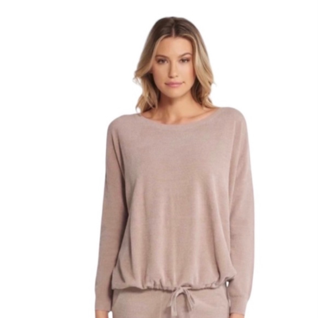 Nwt Barefoot Dreams Cozychic Ultra Lite Slouchy Pullover Knit Faded Rose Sz Xs